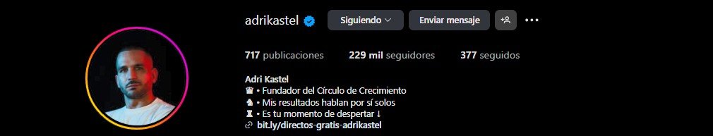 Instagram Adri Kastel mi primera vente en 7 días